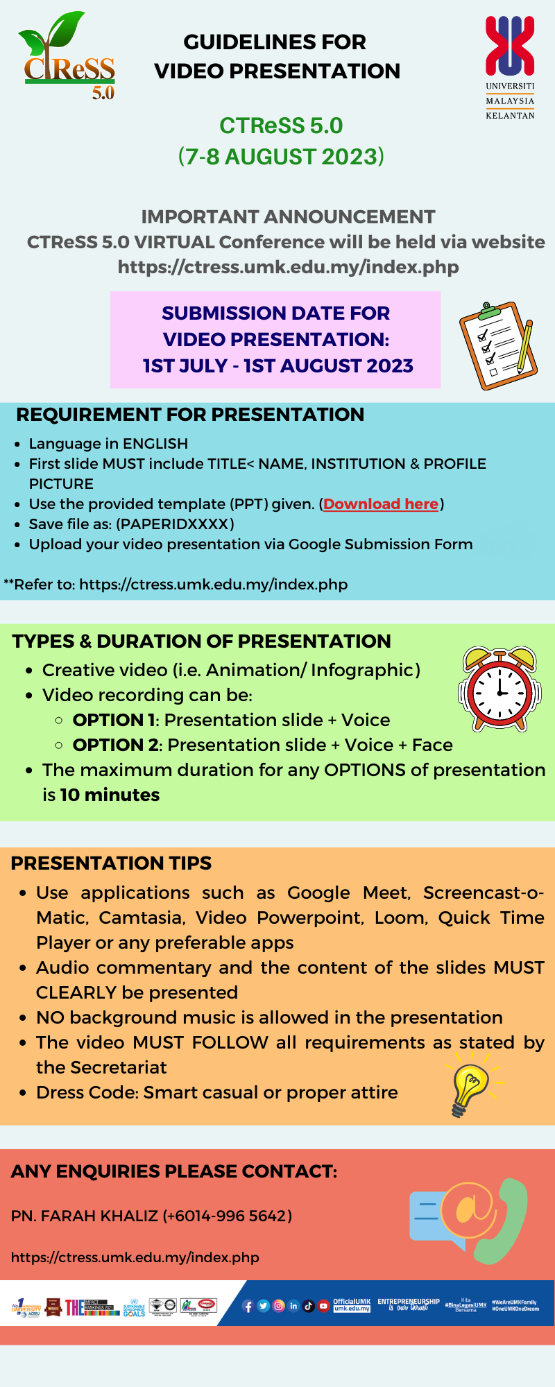 GUIDELINES FOR VIDEO PRESENTATION